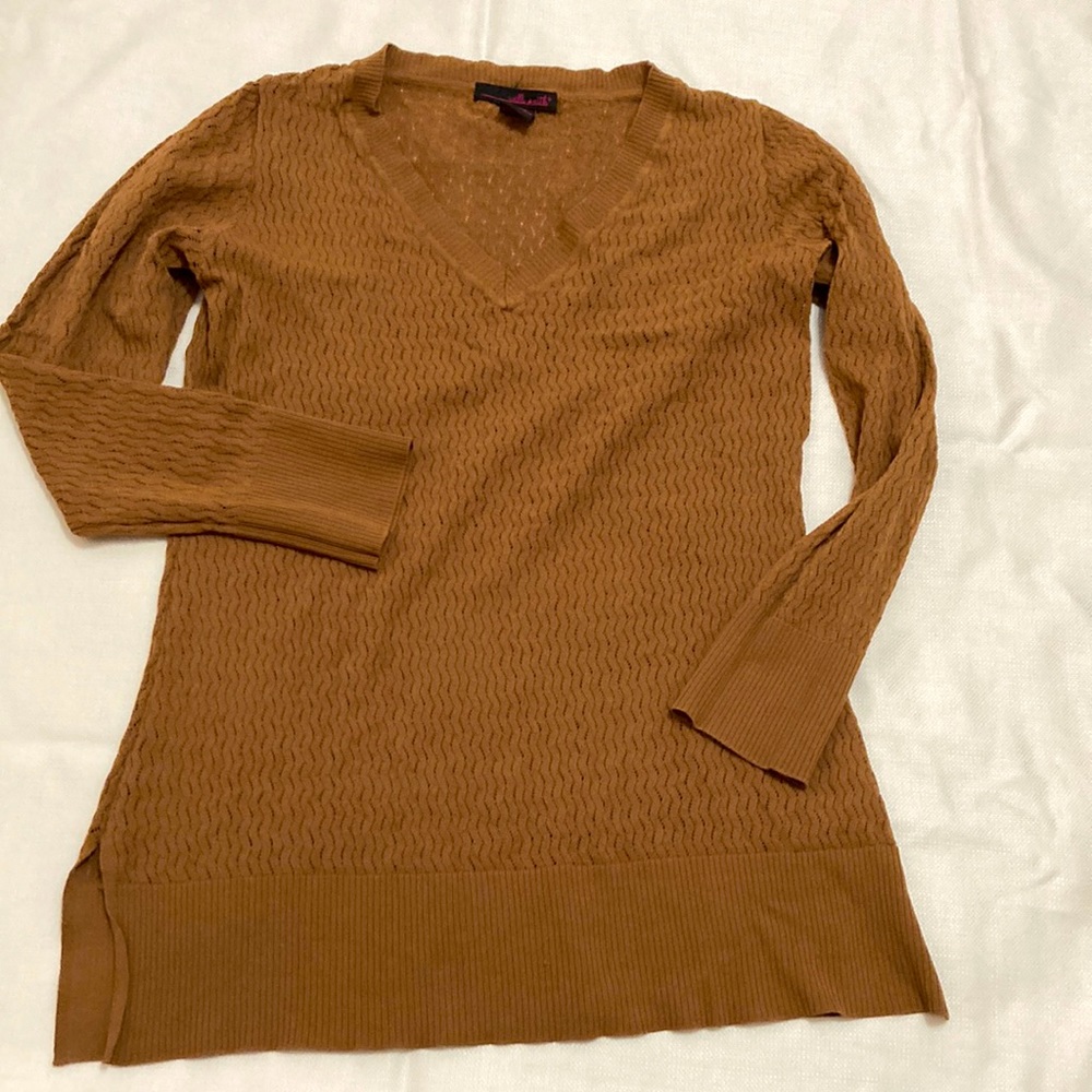 Willi Smith long sleeve top XL open knit chevron
